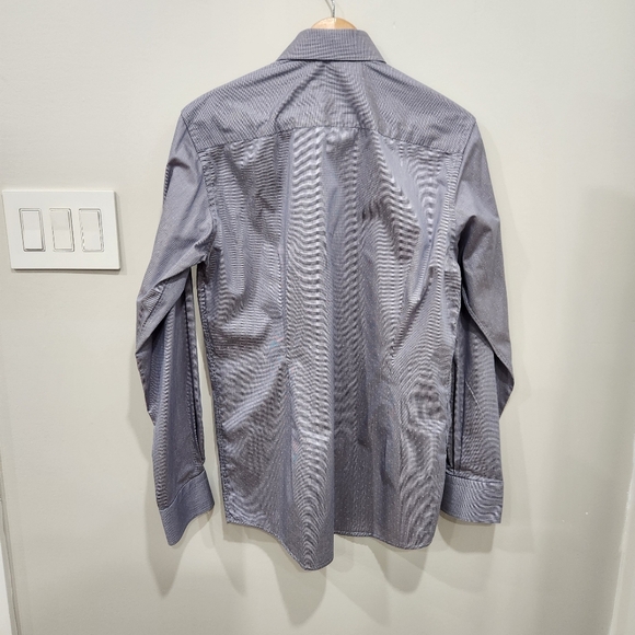 Eton Shirt Mens M 39 15.3/4 Blue Button Up Harrogate Contemporary Long Sleeve - Picture 3 of 12